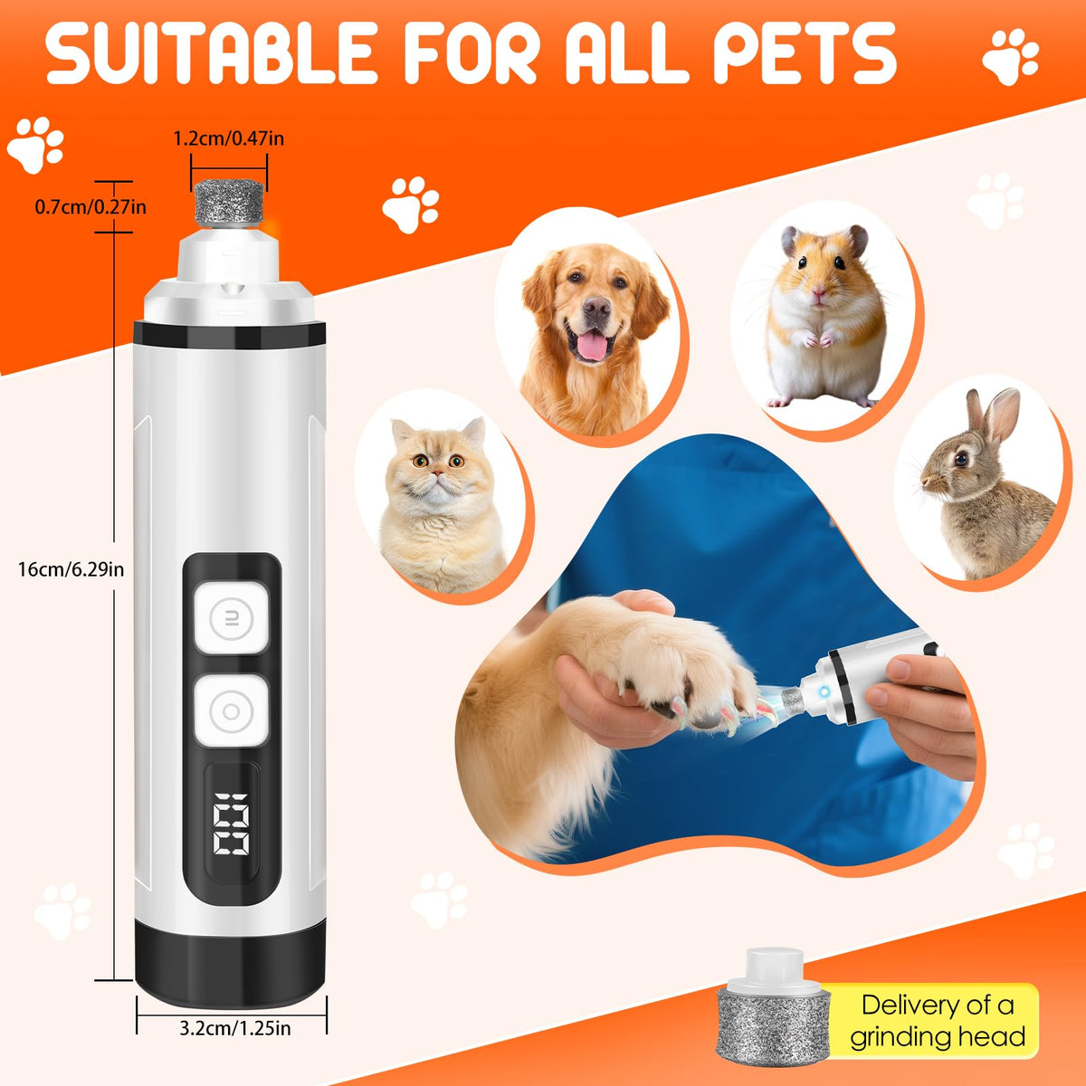 Electric 3 Speeds Dog Nail Grinder with Lights D80144