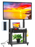 Black Rolling TV Stand with Power Outlet for 32-75 Inch Screens X421869