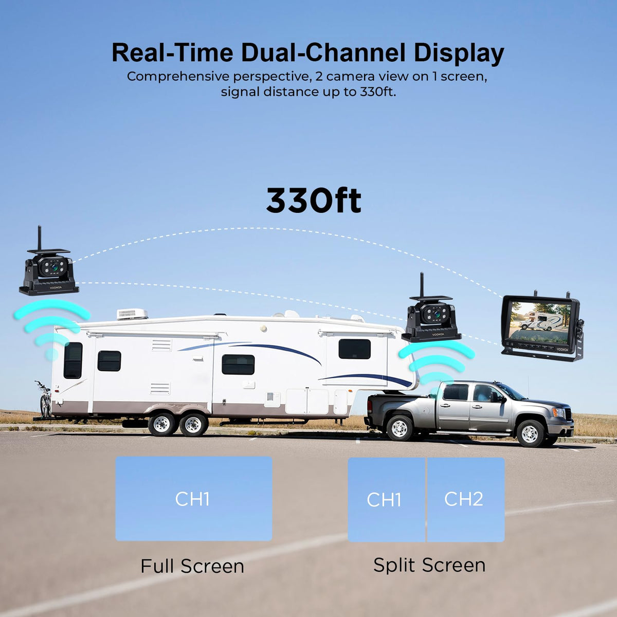 Magnetic Wireless Backup Camera with 7'' HD 1080P DVR Monitor System T2517
