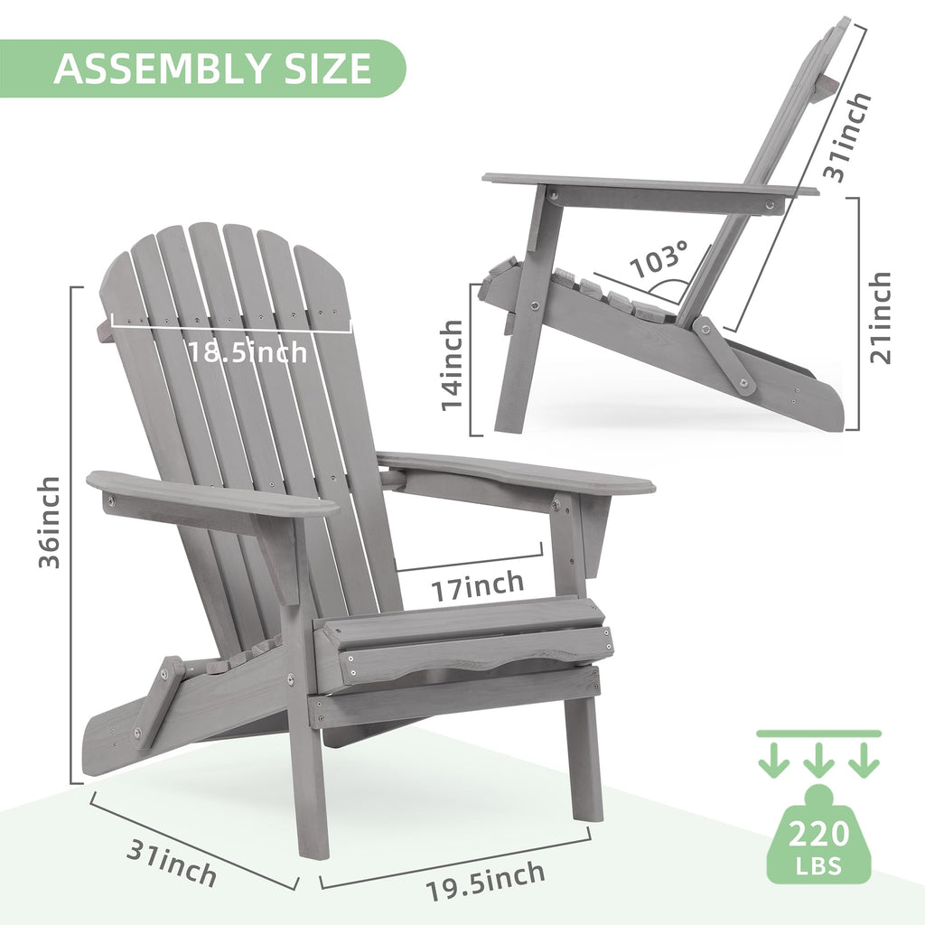 Wood Folding Adirondack Chair Set of 2 Solid Cedar L582403