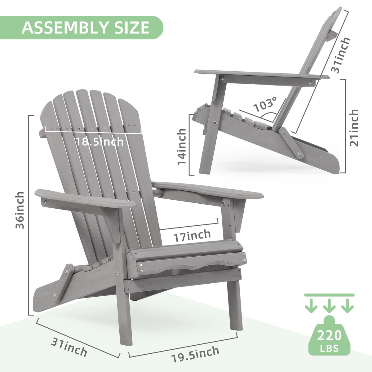 Wood Folding Adirondack Chair Set of 2 Solid Cedar L582403
