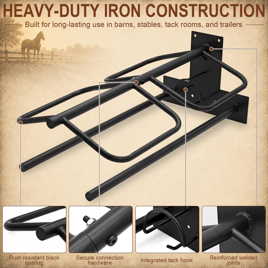 Wall Mounted Saddle Rack Set of 2, 120-lb Capacity Heavy Duty Iron Saddle Stand Z5340
