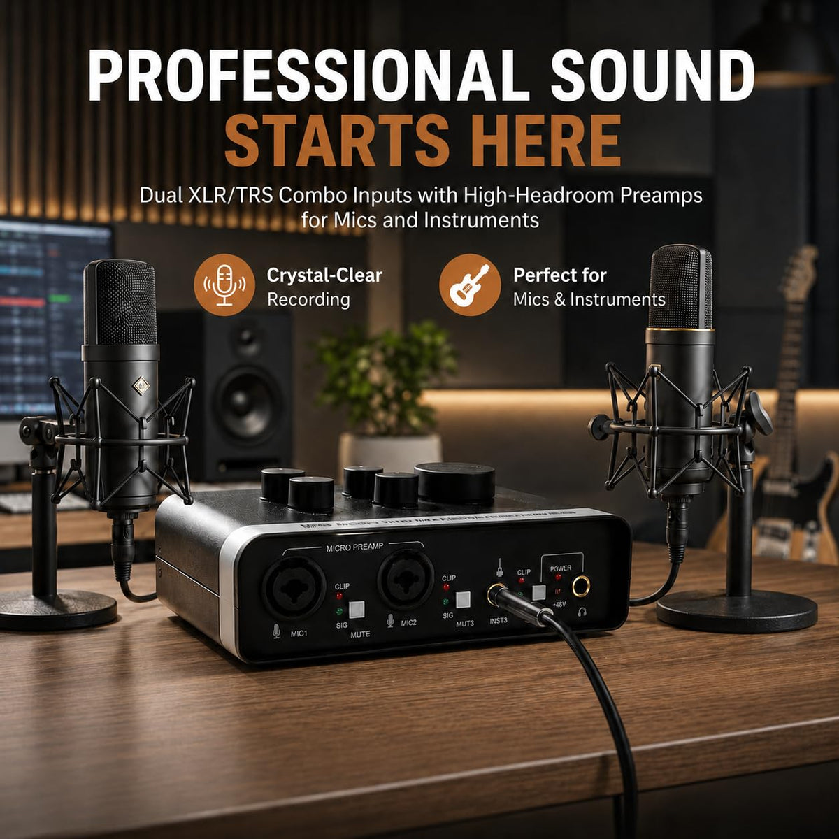 USB C Audio Interface with 48V Phantom Power S82741