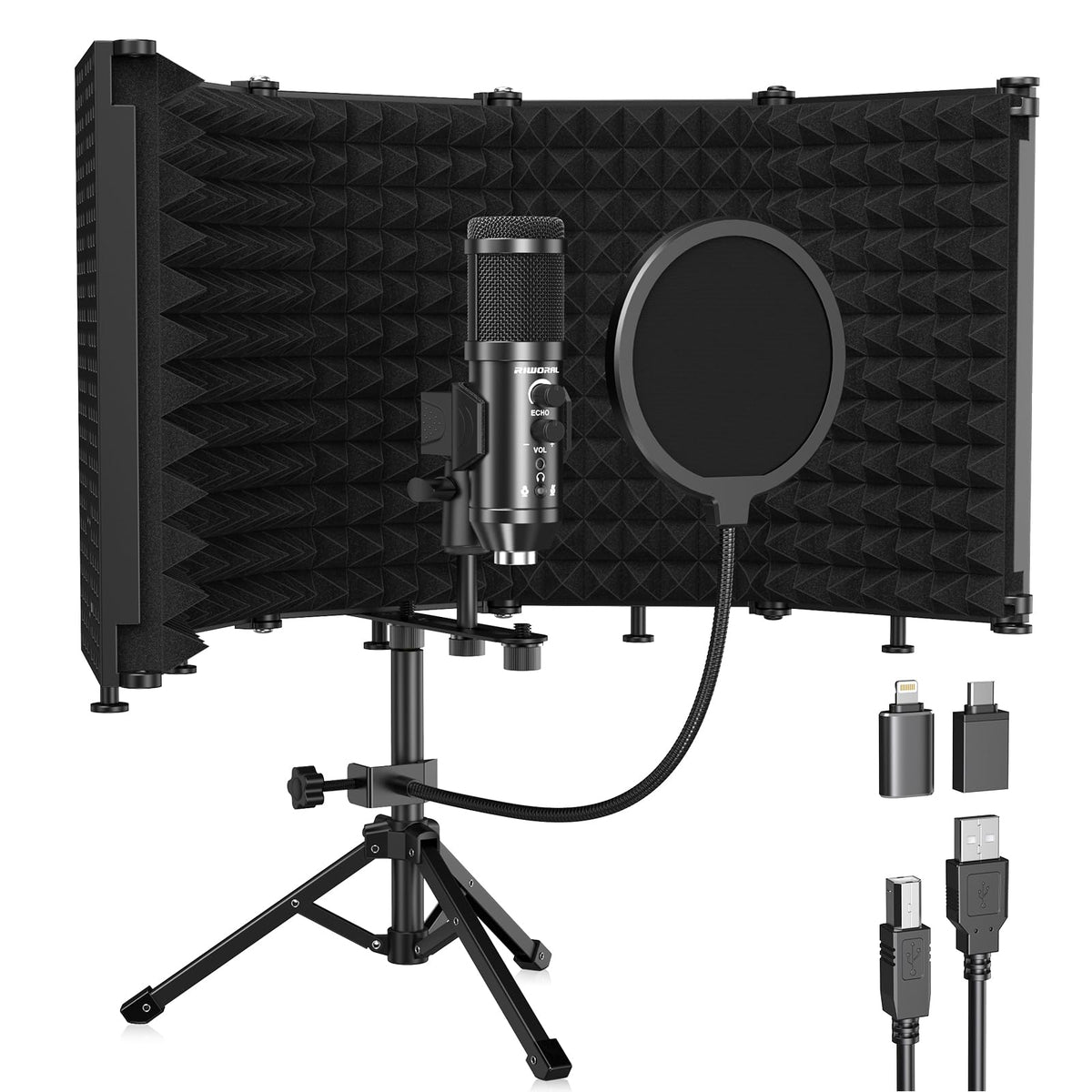 Microphone Isolation Shield with Pop Filter & Tri-Stand Kit K24801