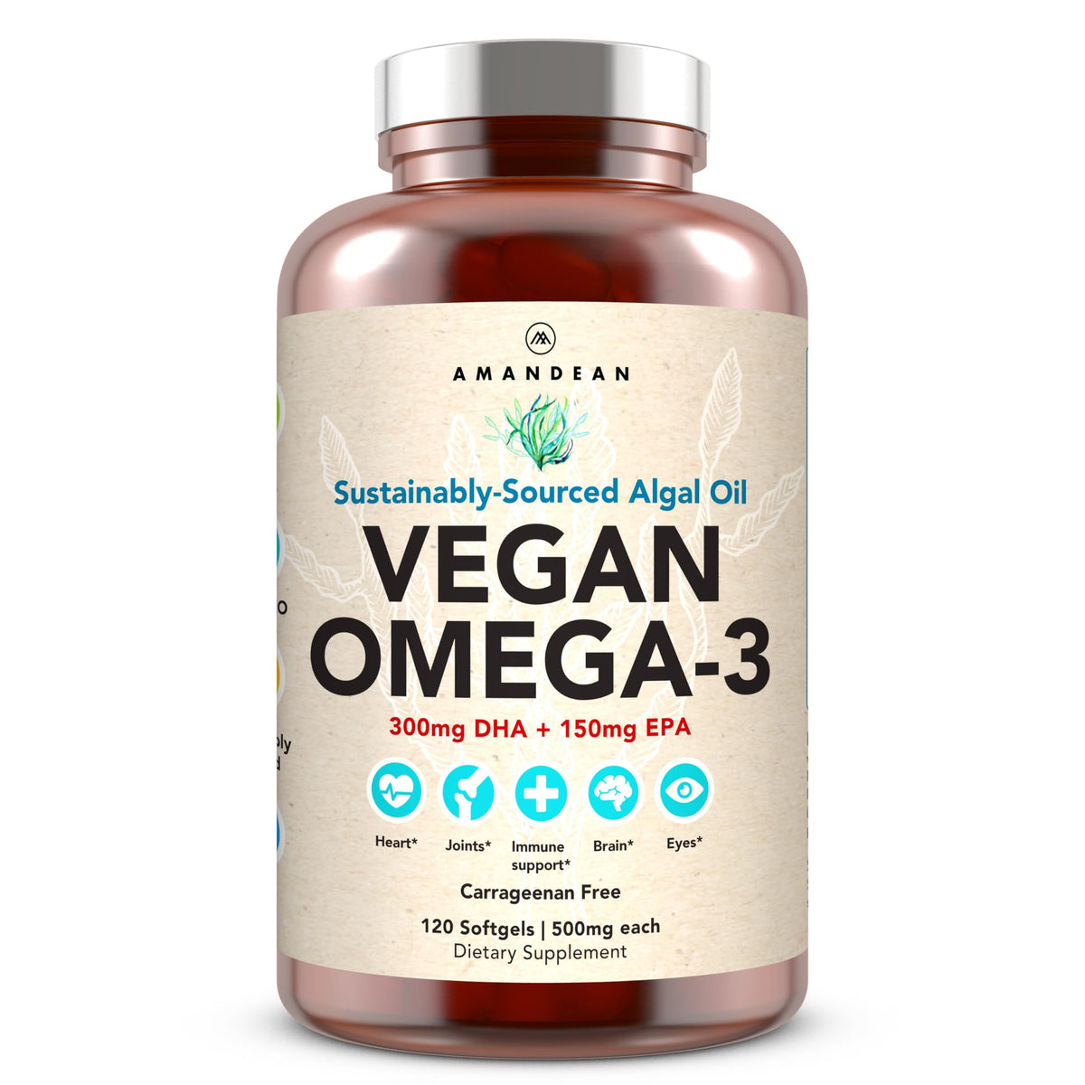 Vegan Omega-3 Algal Oil DHA EPA Softgels, 120ct T917
