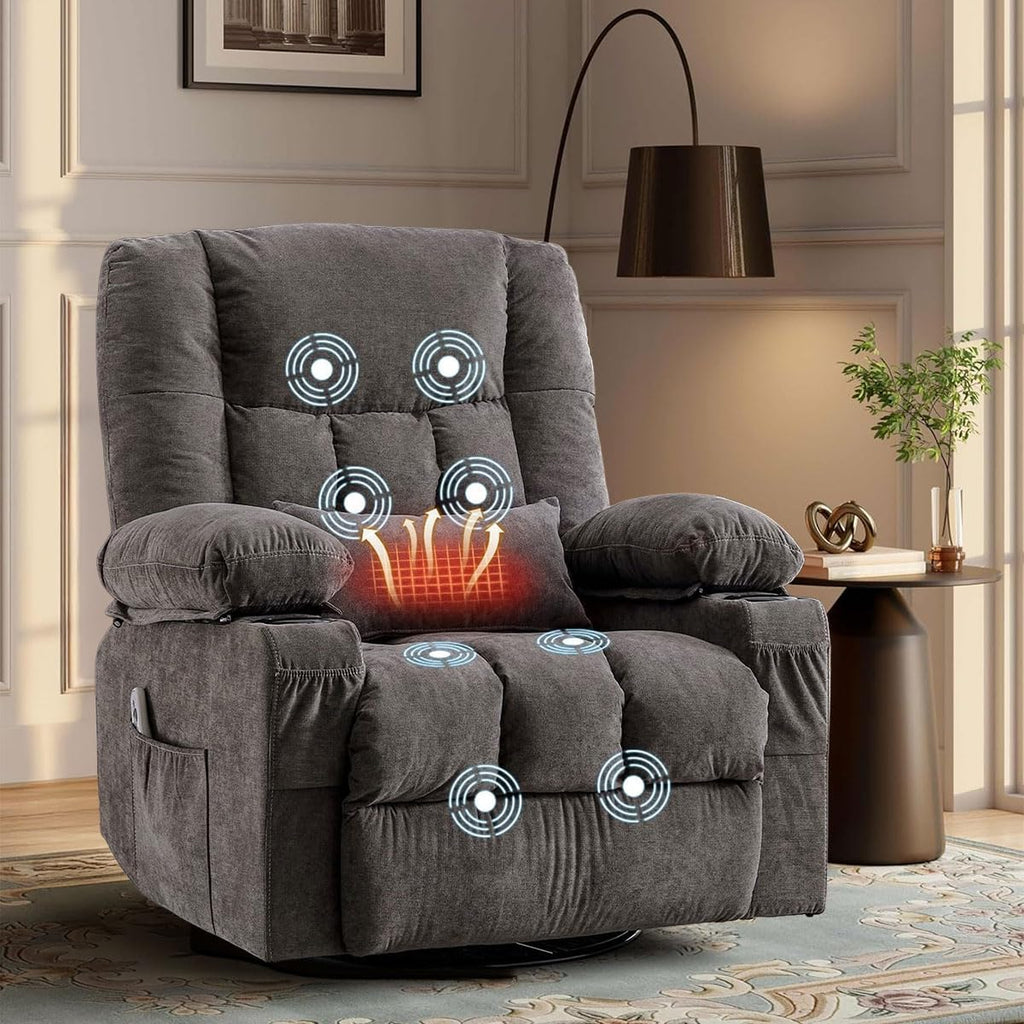 Oversized Swivel Rocker Recliner with Massage and Heat K791940