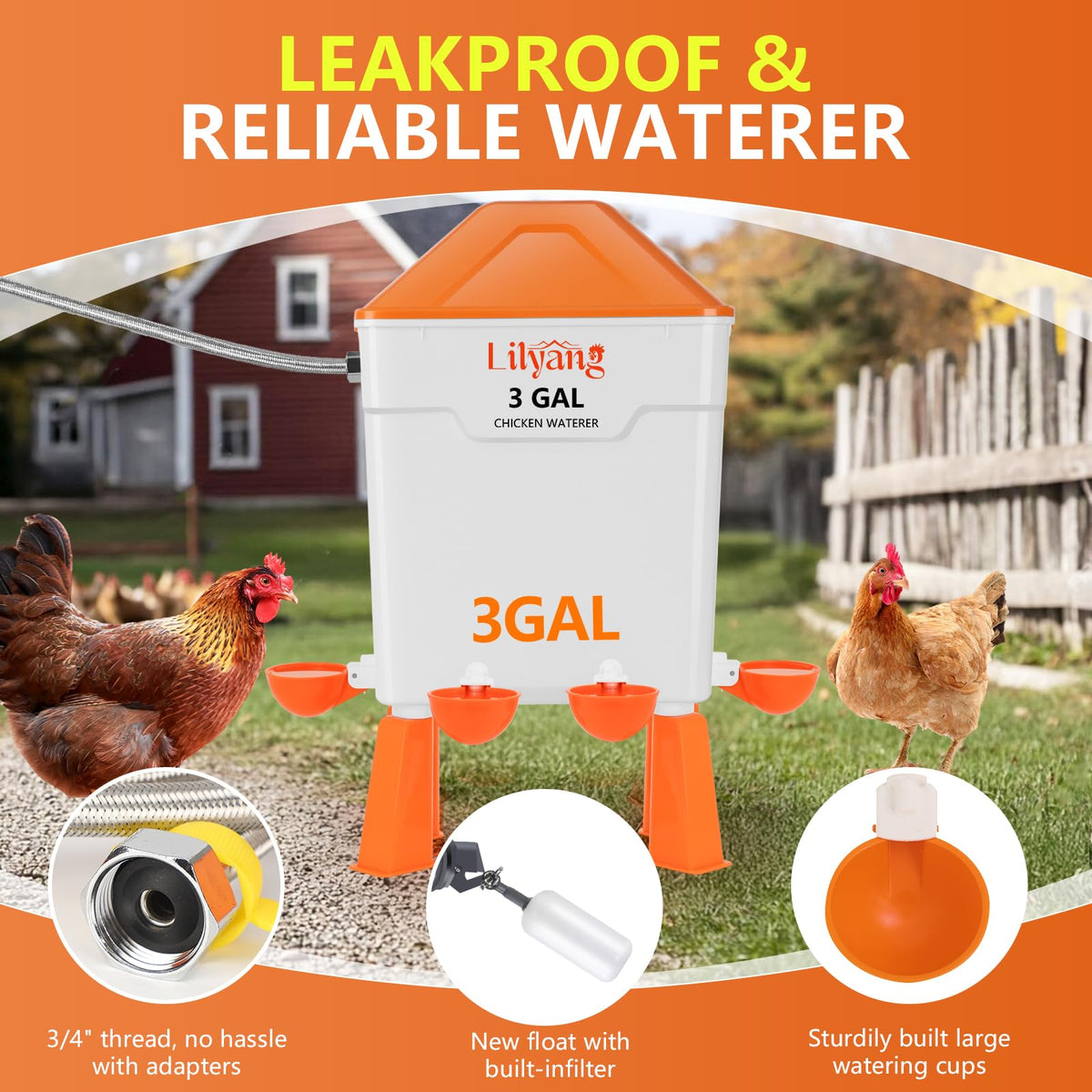 3 Gallon Automatic Chicken Waterer & Feeder Set F229777