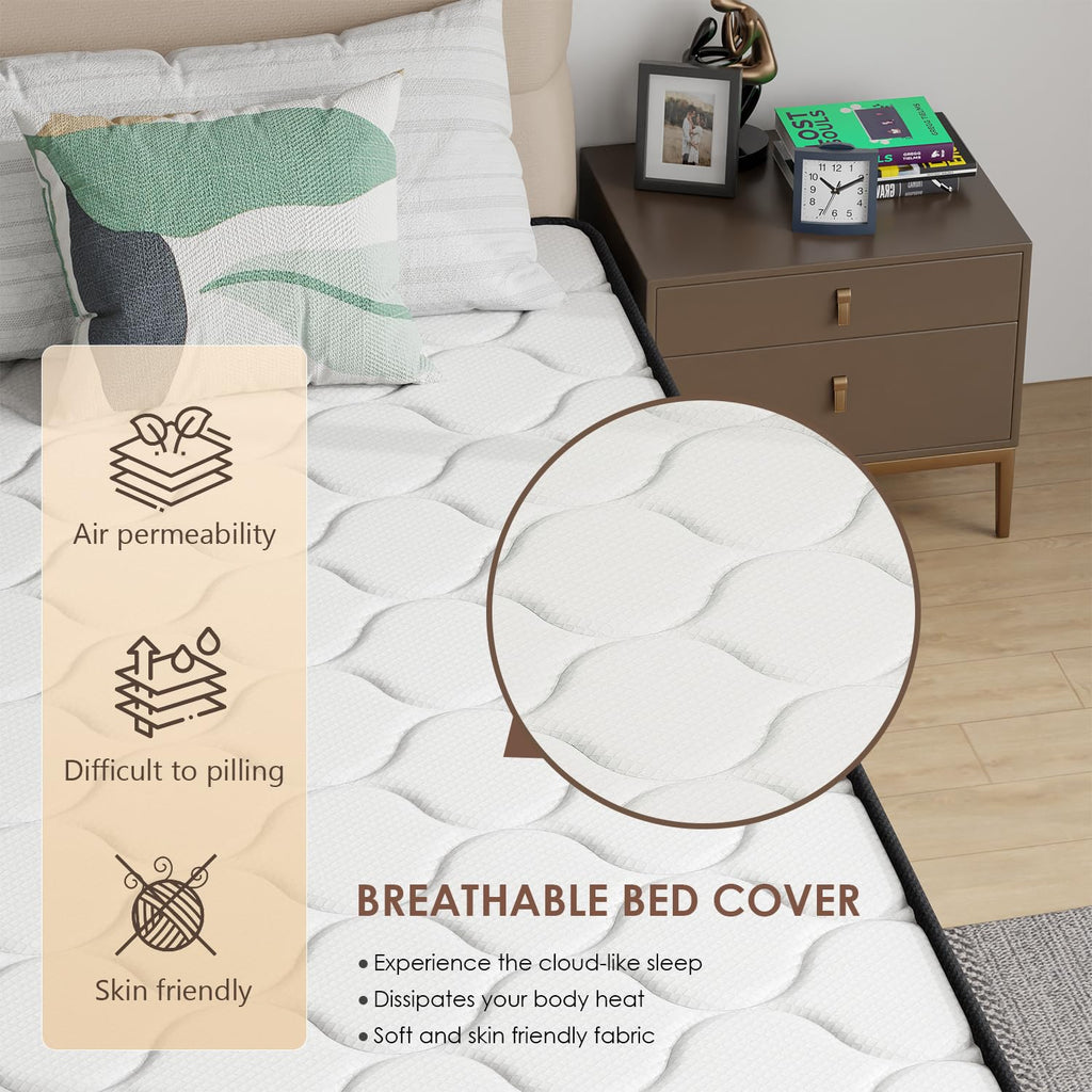 6 Inch Twin Medium Firm Hybrid Mattress H230429
