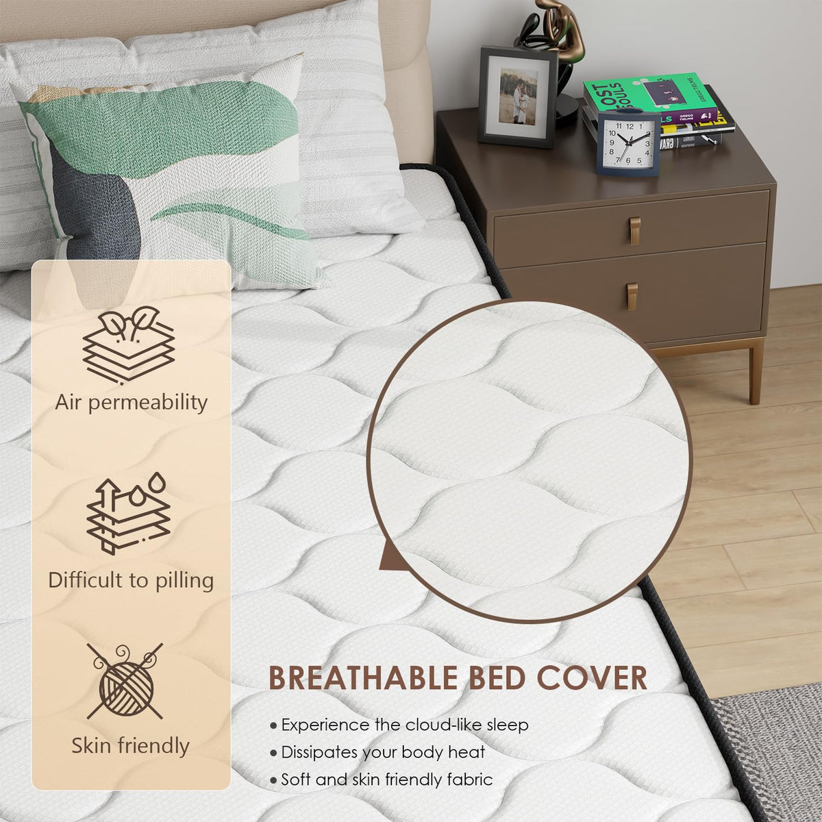 6 Inch Twin Medium Firm Hybrid Mattress H230429