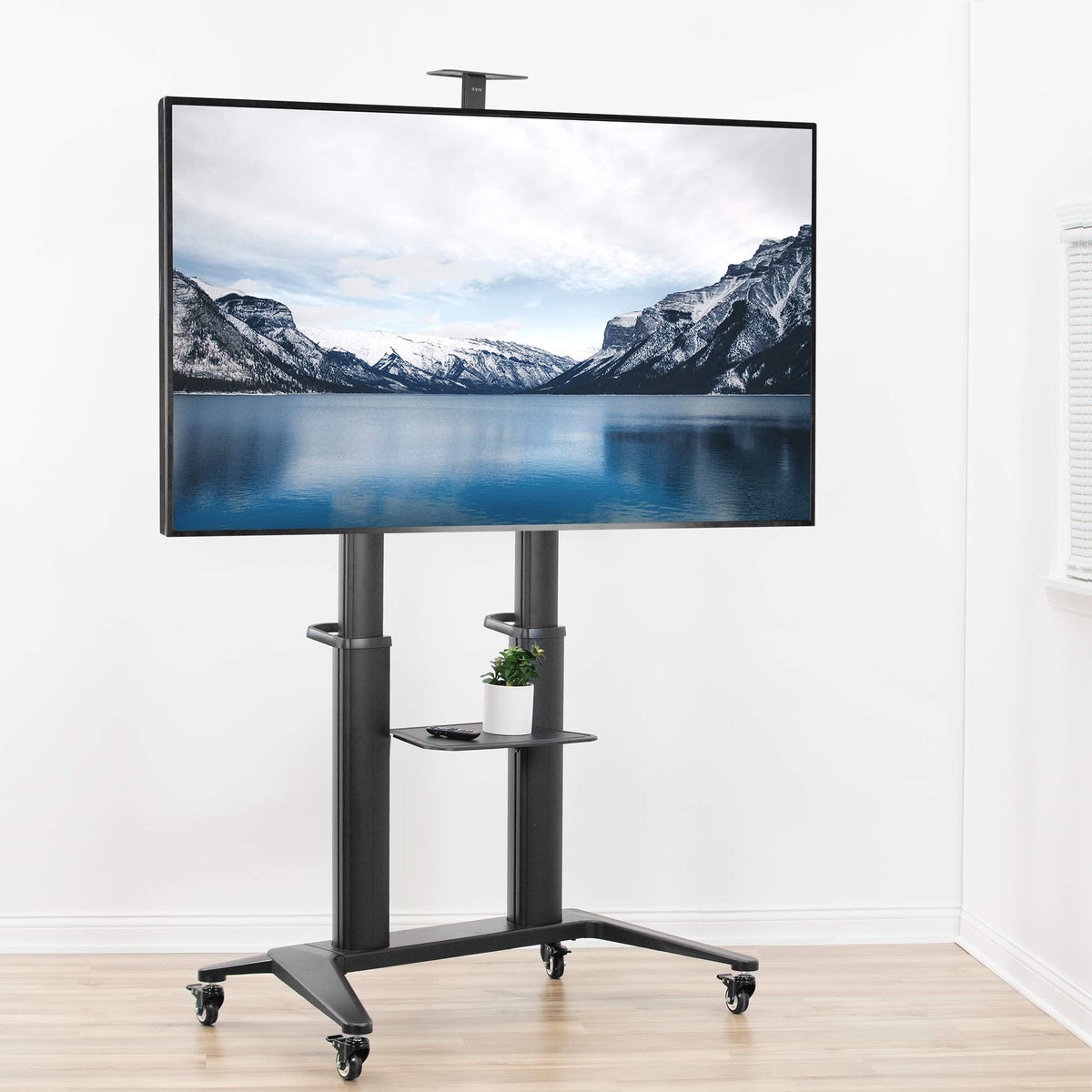 Aluminum Mobile TV Cart for 32 to 120 inch Screens up to 308 lbs, Black Q65211