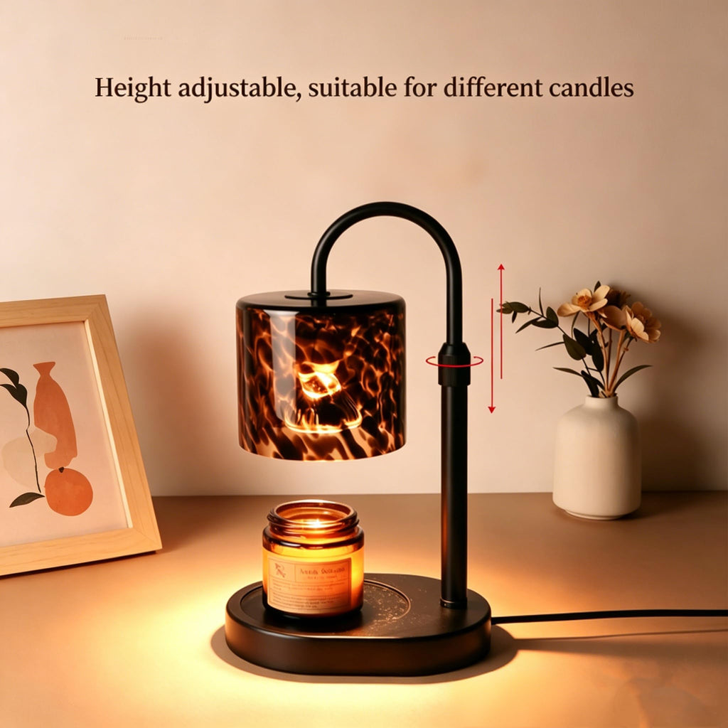 Black Leopard Print Candle Warmer Lamp with Timer C87301