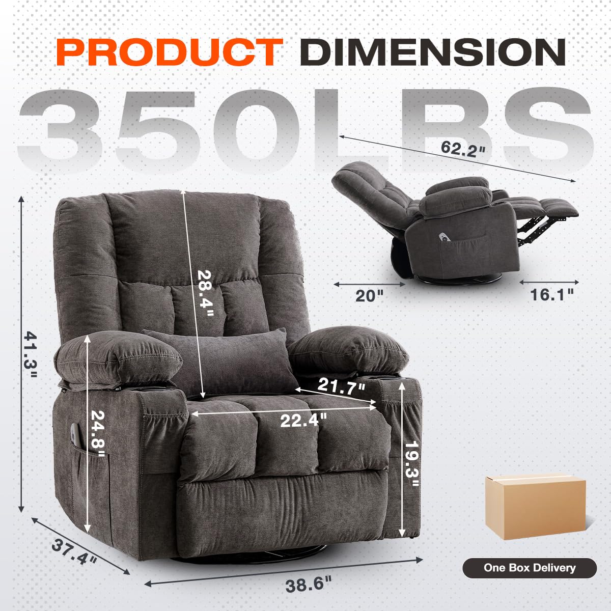 Oversized Swivel Rocker Recliner with Massage and Heat K791940