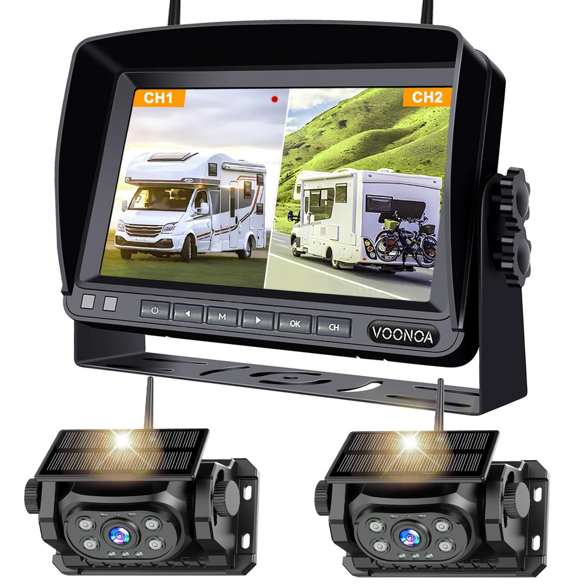 Magnetic Wireless Backup Camera with 7'' HD 1080P DVR Monitor System T2517