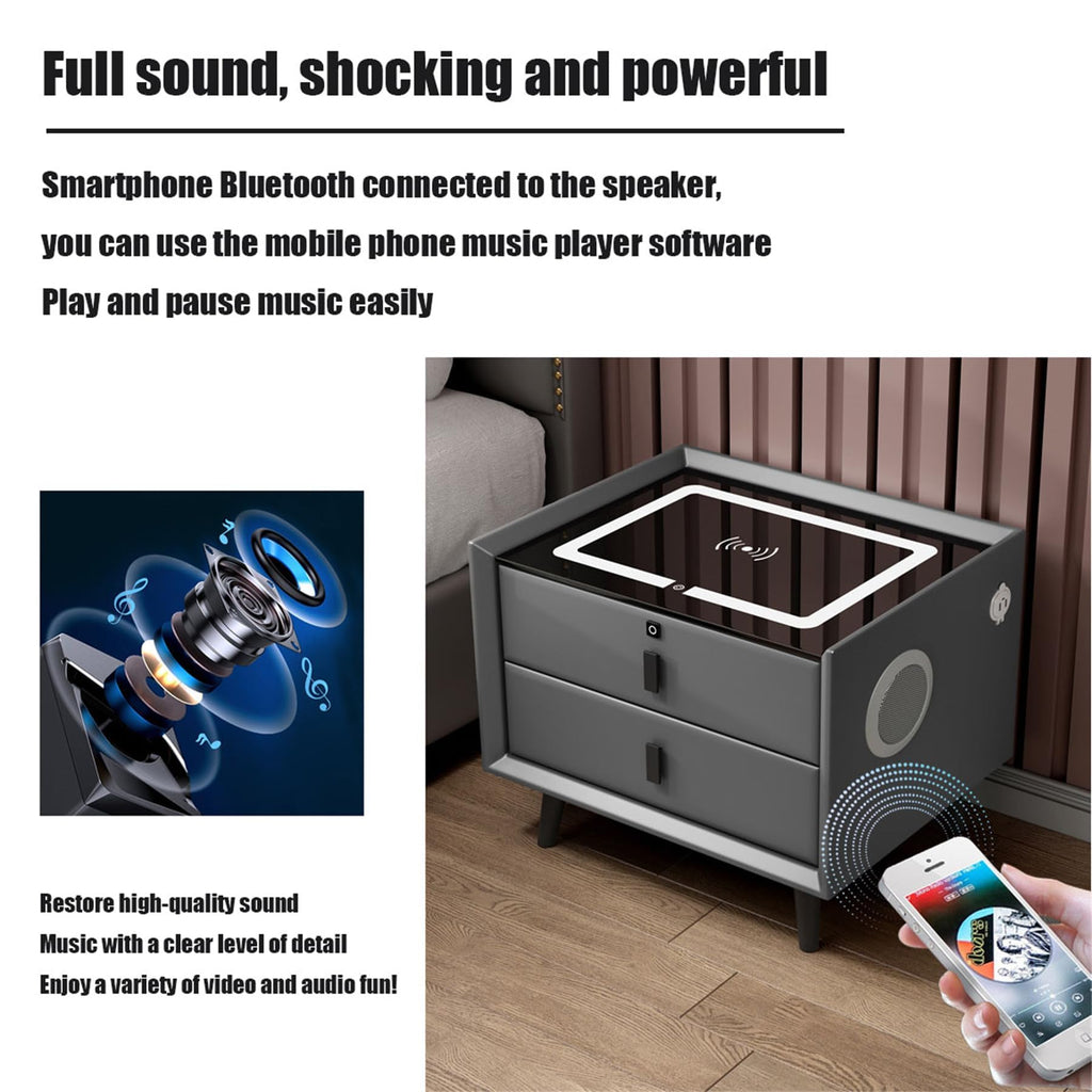 Pink 3 Drawer Smart Bedside Table with USB Charging F258240