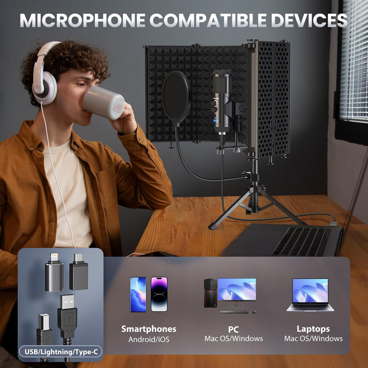 Microphone Isolation Shield with Pop Filter & Tri-Stand Kit K24801