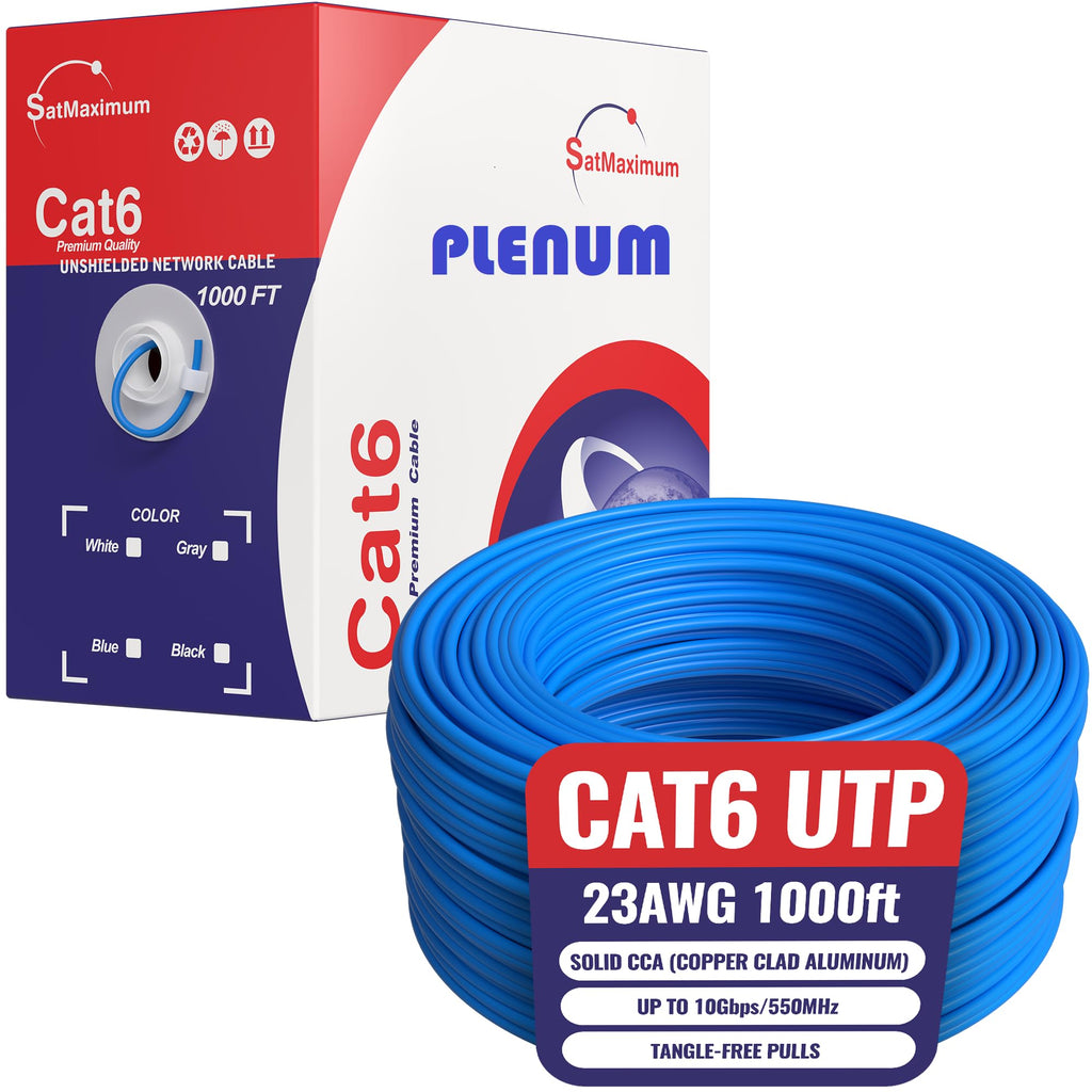 1000ft Plenum CMP CAT6 Solid Cable Blue C44444
