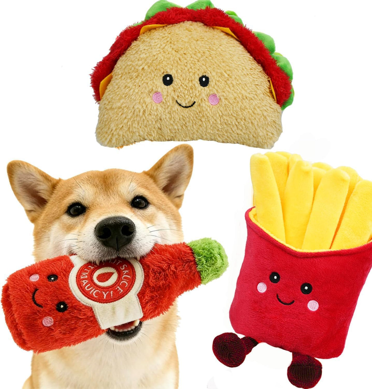 3-Pack Squeaky Plush Dog Chew Toys Set X509485