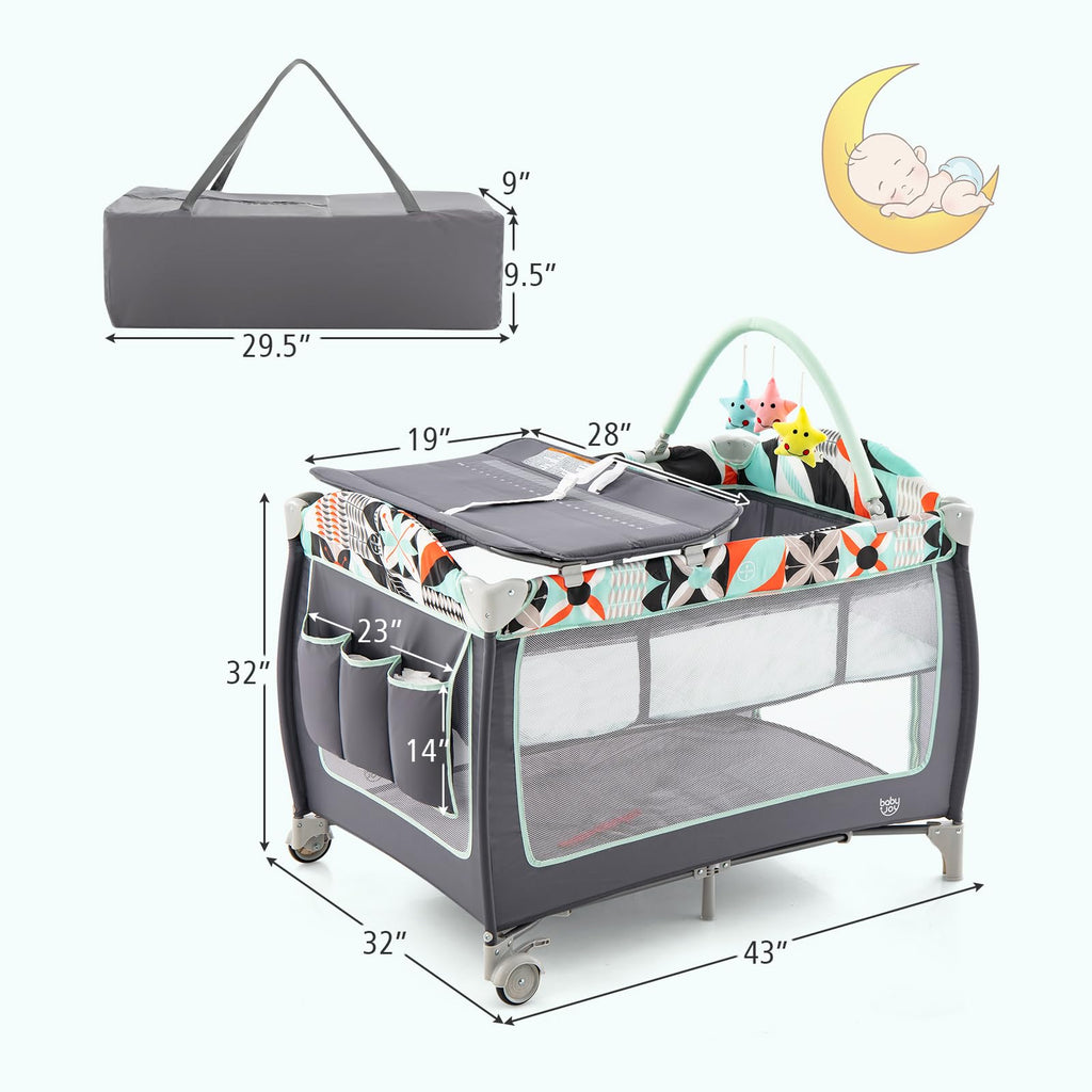 4 in 1 Portable Baby Crib Playpen with Bassinet X74061