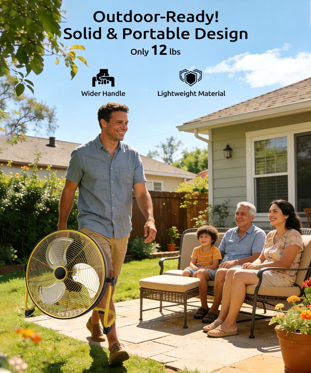 20" Rechargeable Floor Fan with Detachable Batteries S829