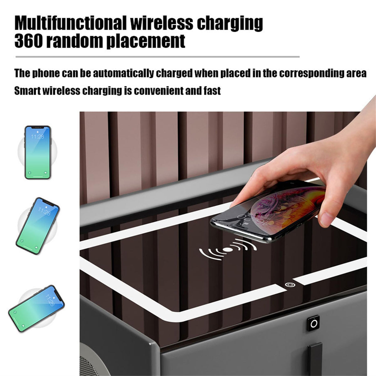 Pink 3 Drawer Smart Bedside Table with USB Charging F258240