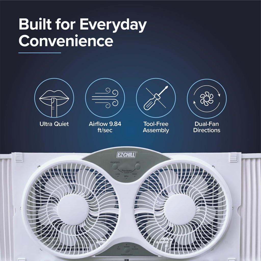 9” Window Fan with Remote Control, 3 Speed Dual Fans, White V603