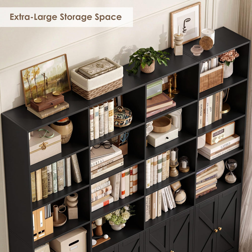 72.8" Black Bookshelf with 8 Doors A5933