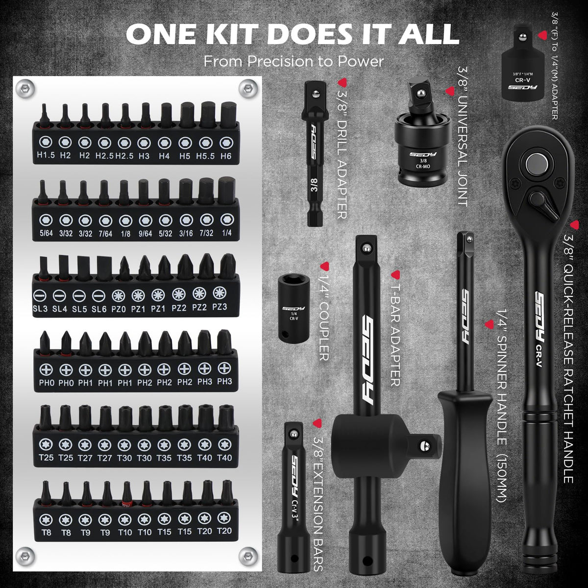 132-Piece SAE/Metric Mechanics Tool Set with Storage Case S980606