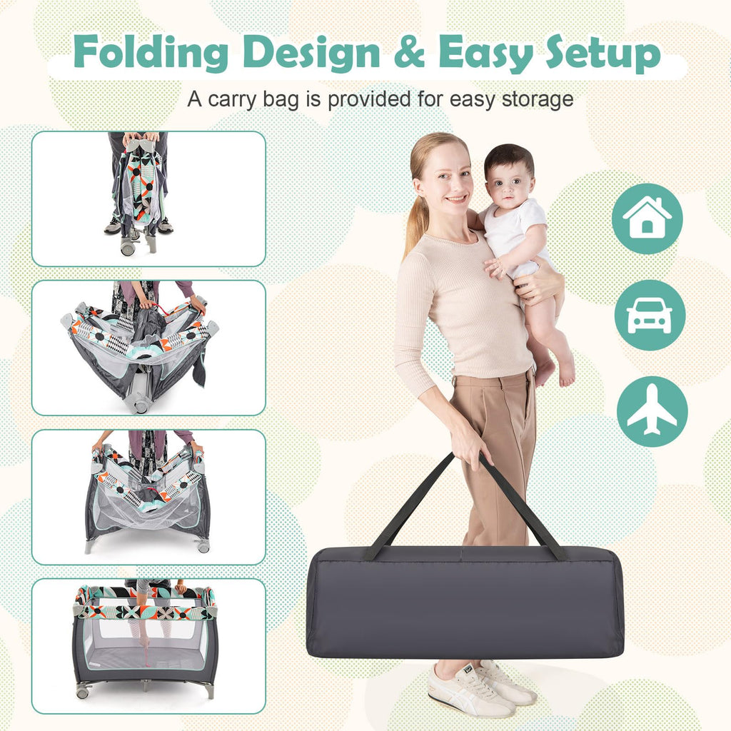 4 in 1 Portable Baby Crib Playpen with Bassinet X74061