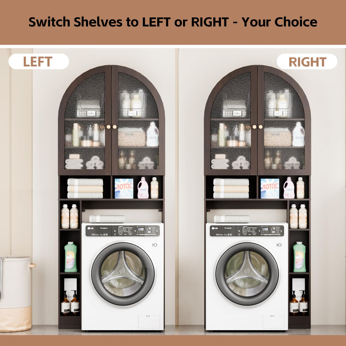 Over The Toilet Storage Cabinet with Acrylic Doors and Adjustable Shelf D24878