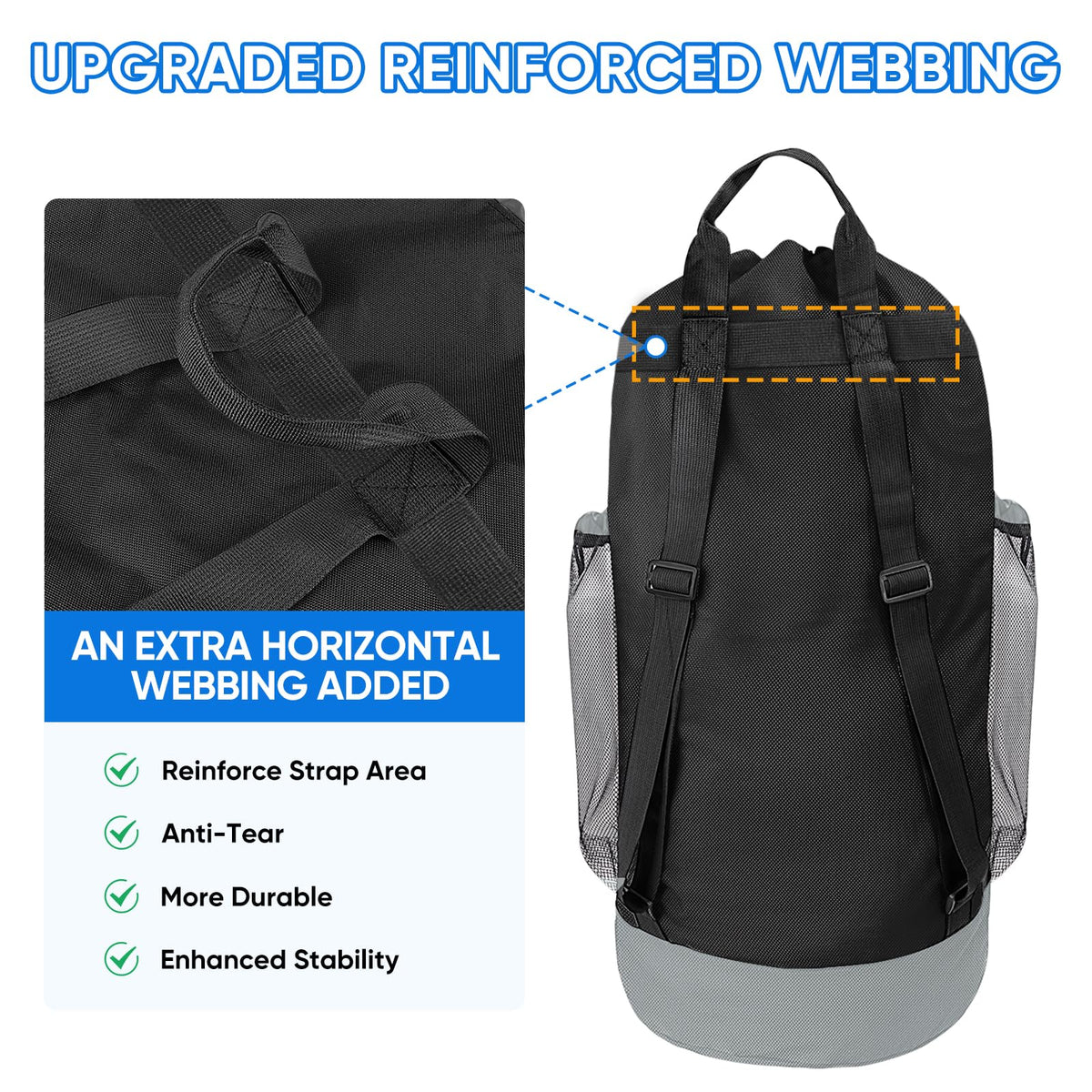 120L Oxford Laundry Bag Backpack with Shoulder Straps T3444