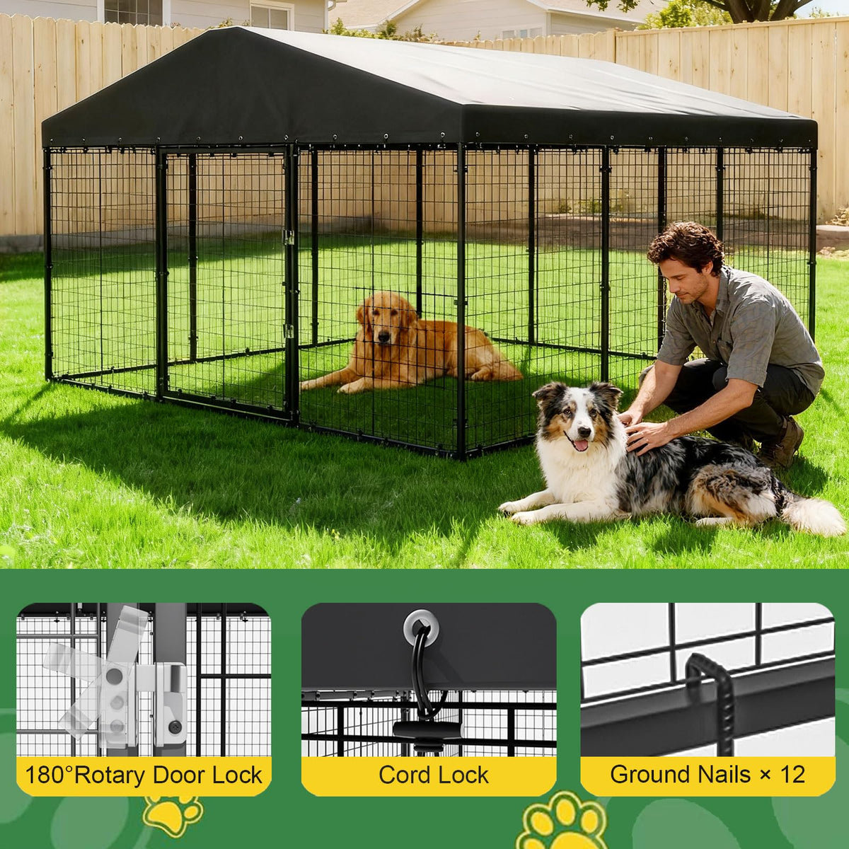 10 x 10 x 6 FT Outdoor Dog Kennel K9453