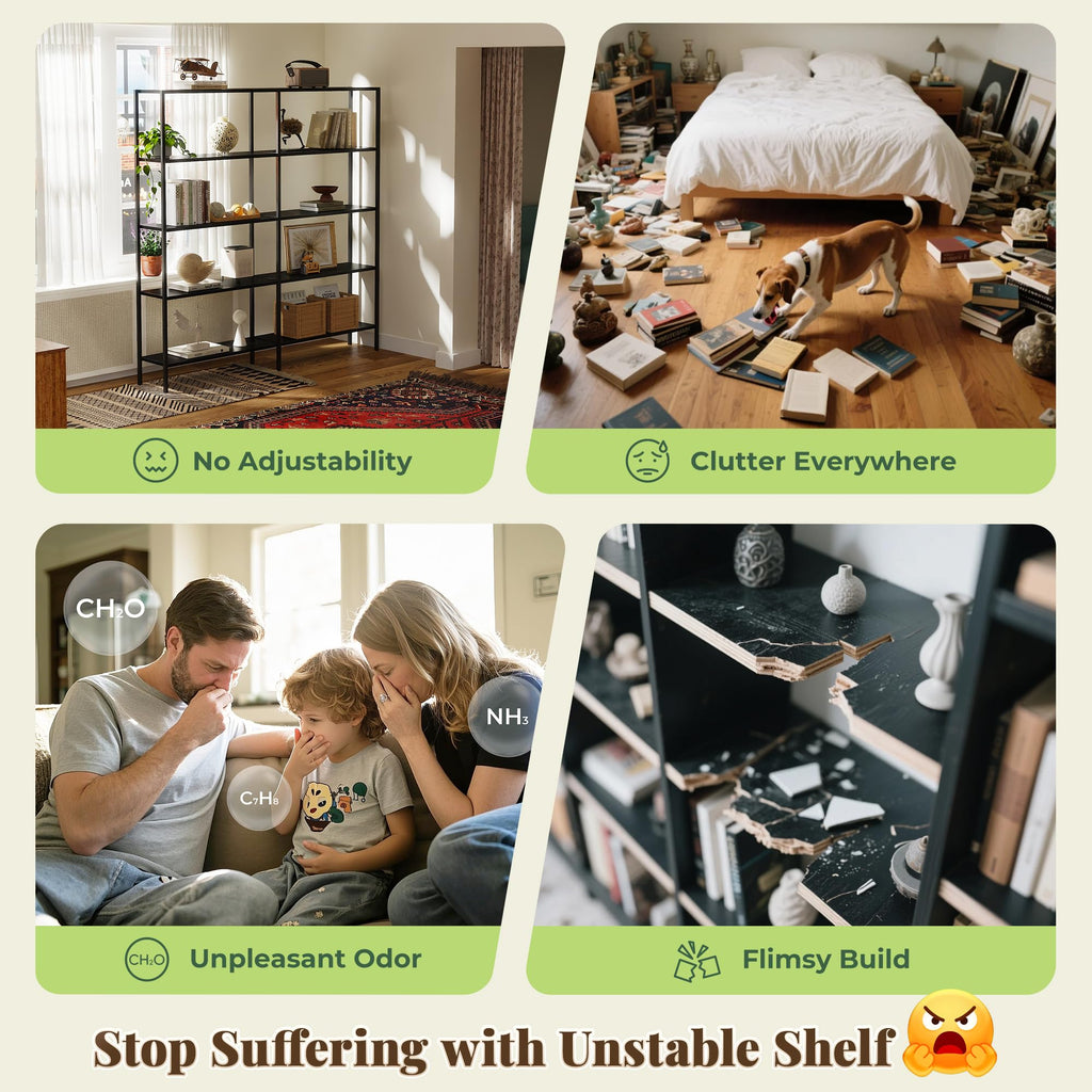 5 Tier L Shaped Corner Bookshelf with 10 Open Shelves I639