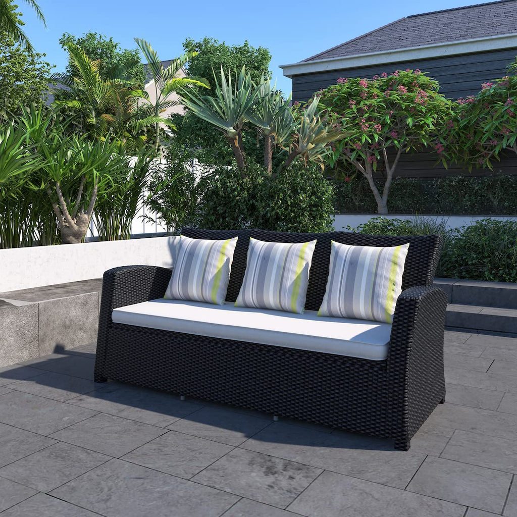 Light Grey Cushions Wicker 1-Piece Patio Sofa Q33165
