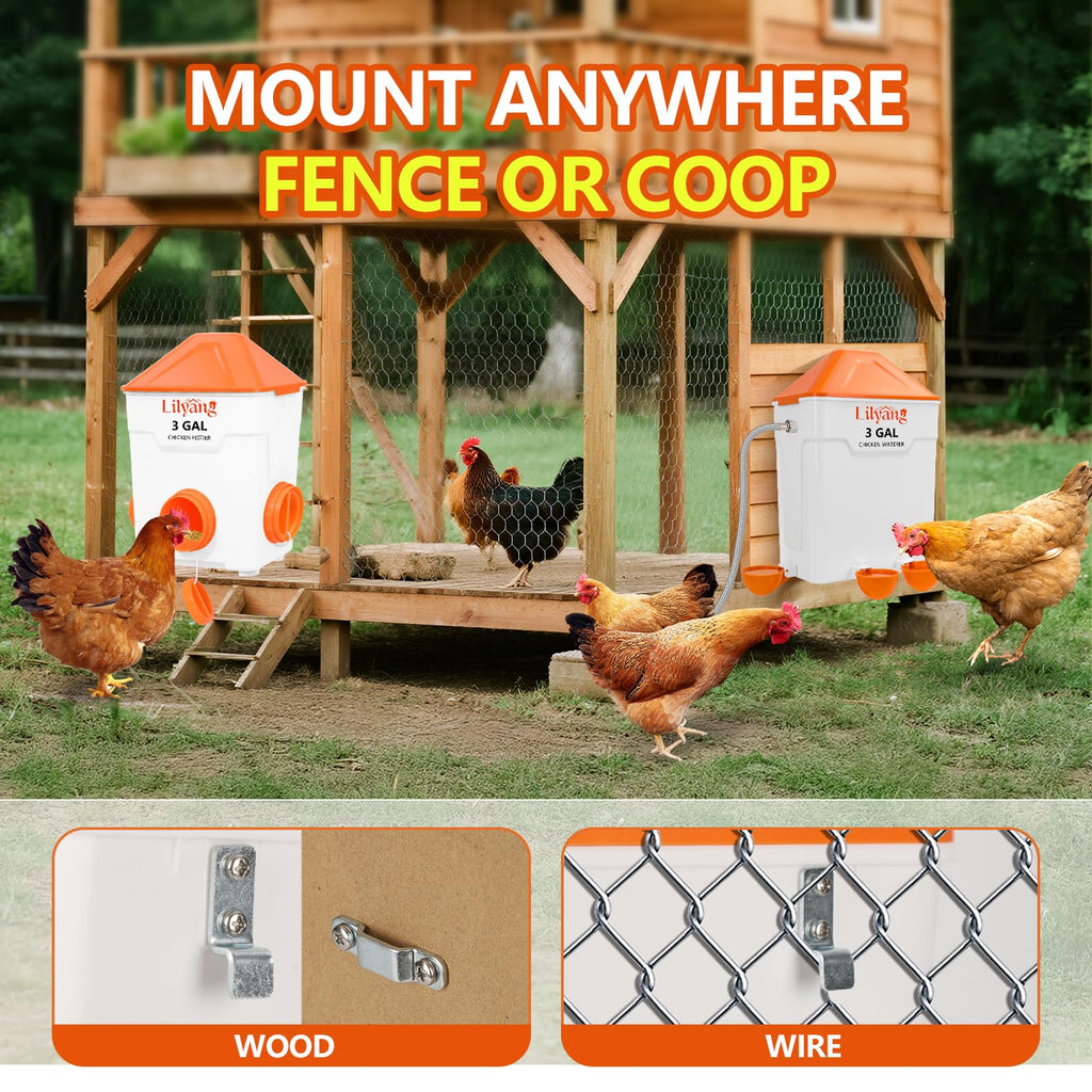 3 Gallon Automatic Chicken Waterer & Feeder Set F229777