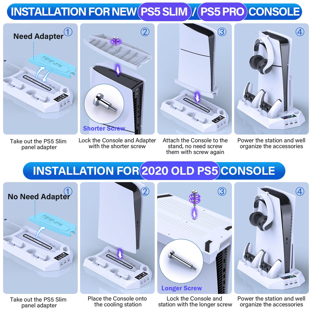 PS5 Cooling Stand with Controller Charging Station, White S3699