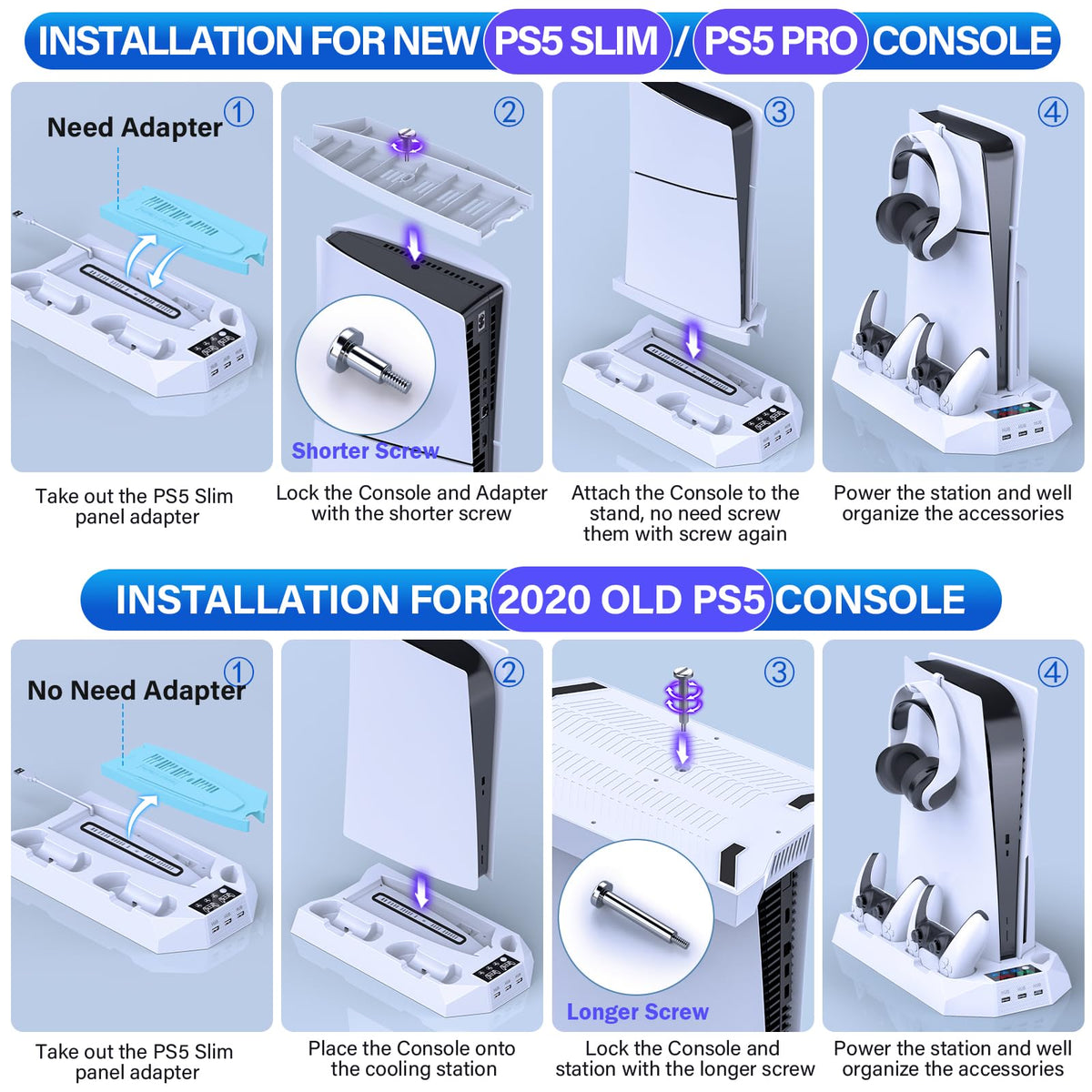 PS5 Cooling Stand with Controller Charging Station, White S3699