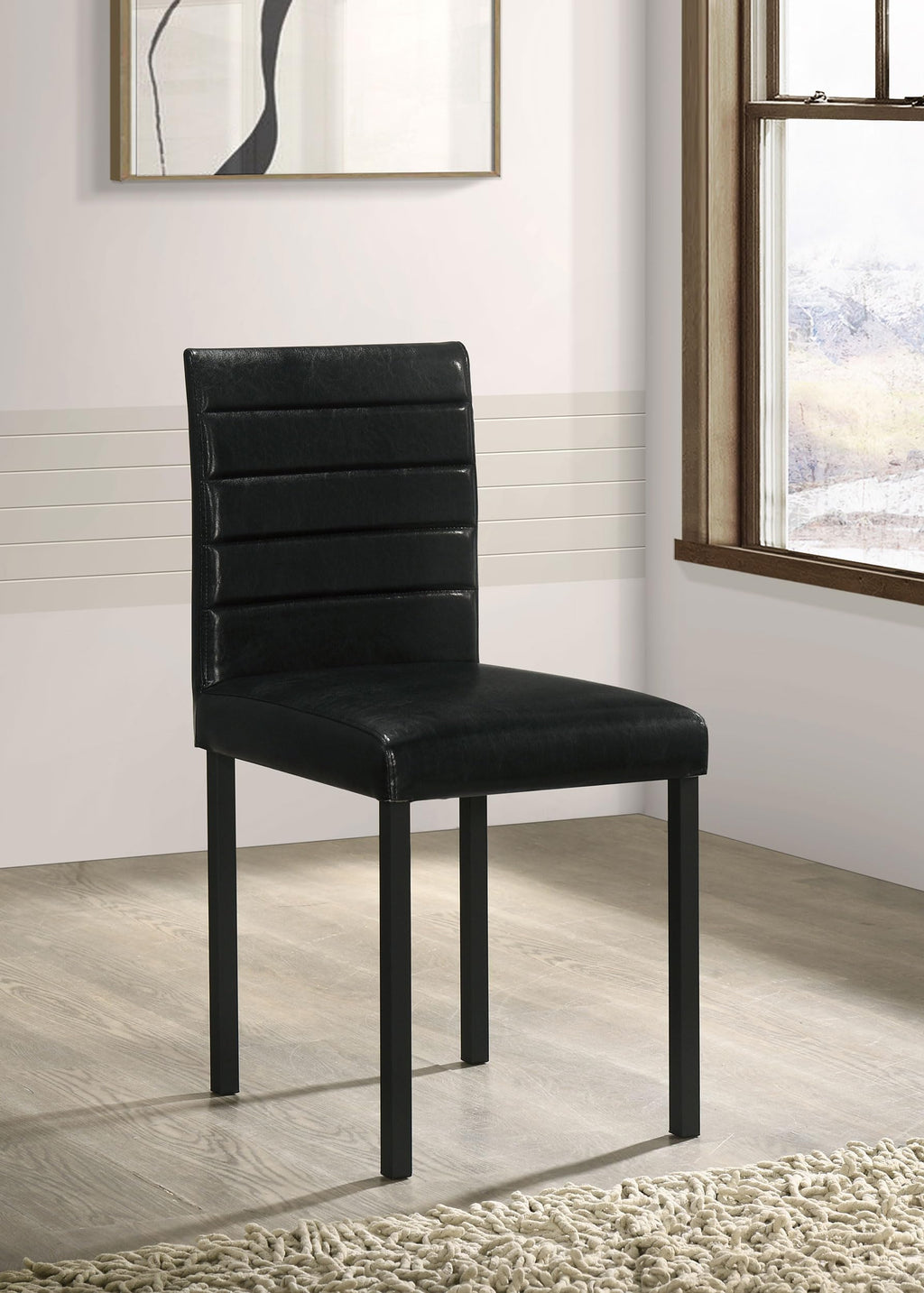Black Faux Leather Dining Side Chair Set of 4 P23944