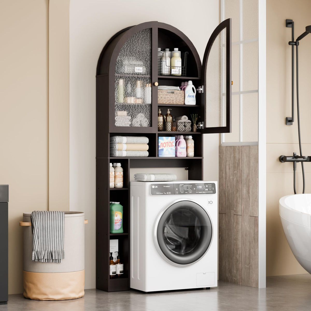 Over The Toilet Storage Cabinet with Acrylic Doors and Adjustable Shelf D24878