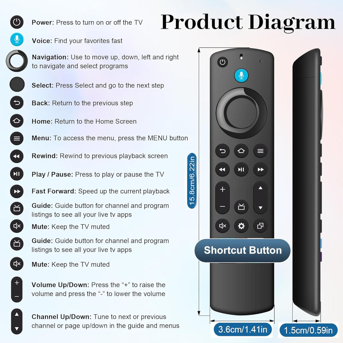 Voice Remote Replacement for Fire TV Stick and Smart TVs J52659