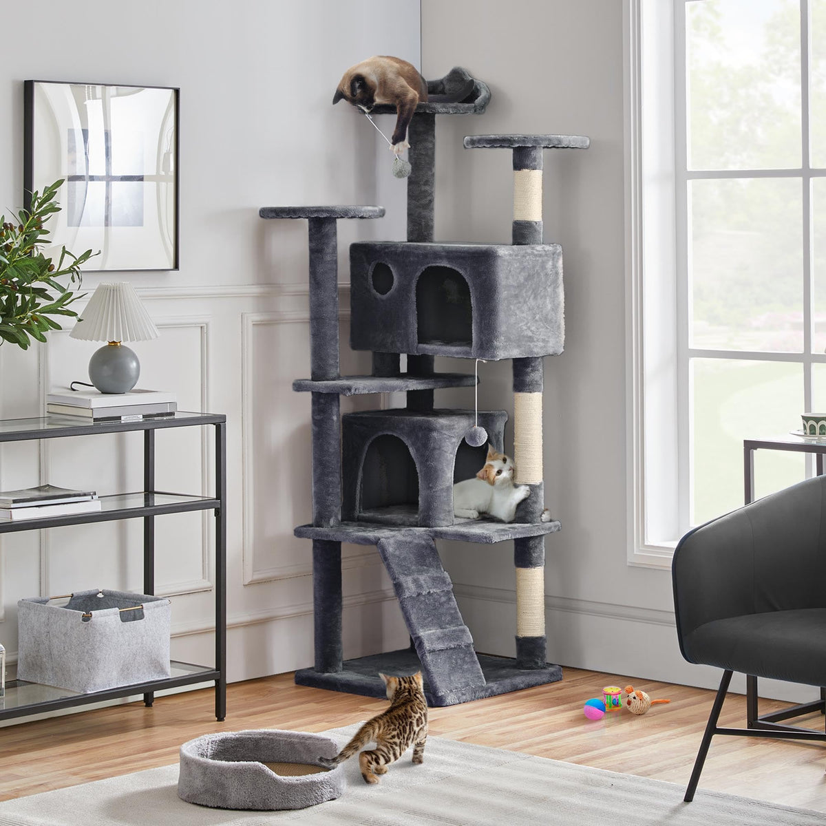 70in Multi-Level Cat Tree with Sisal Scratching Posts R714511