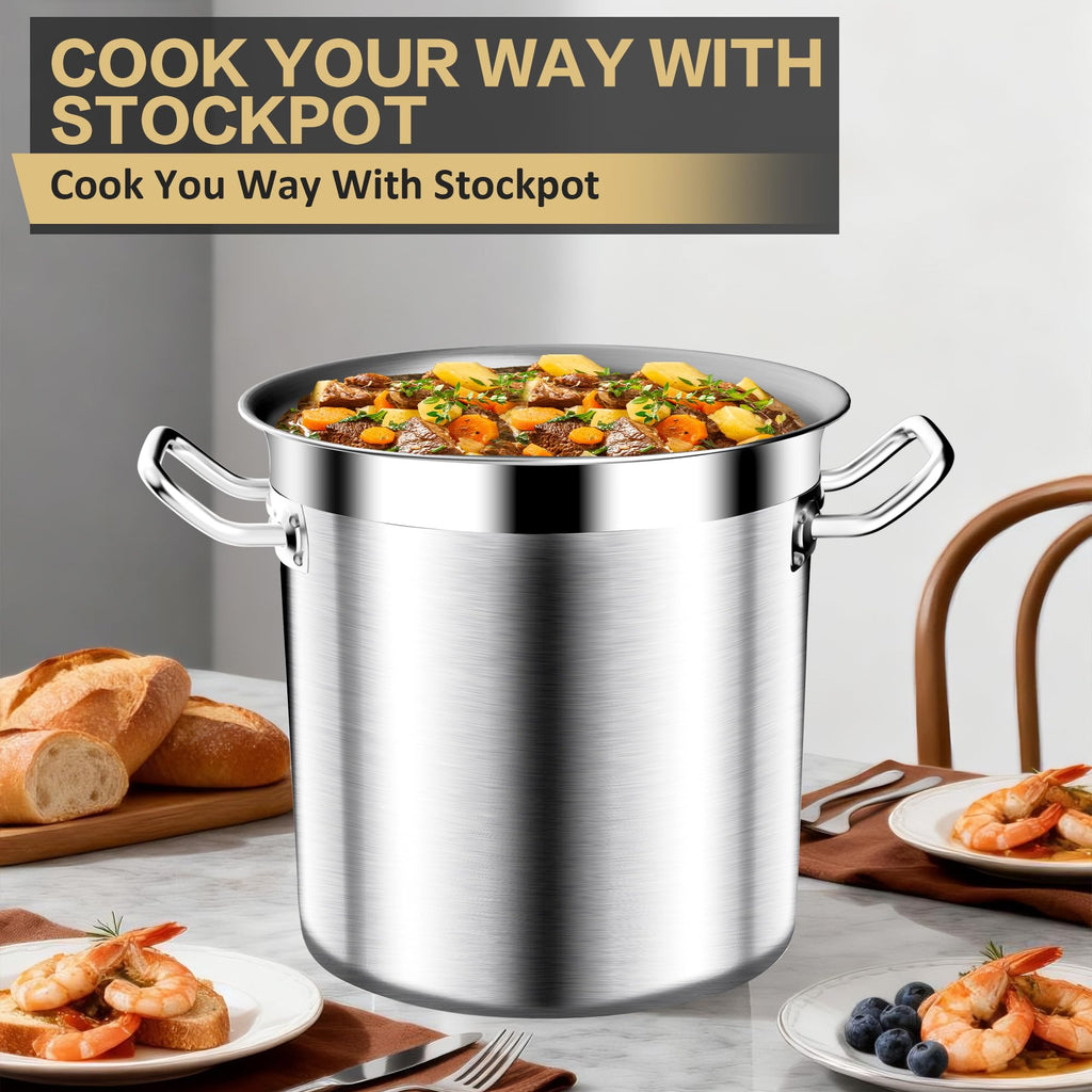 40QT Stainless Steel Stockpot with Lid L298