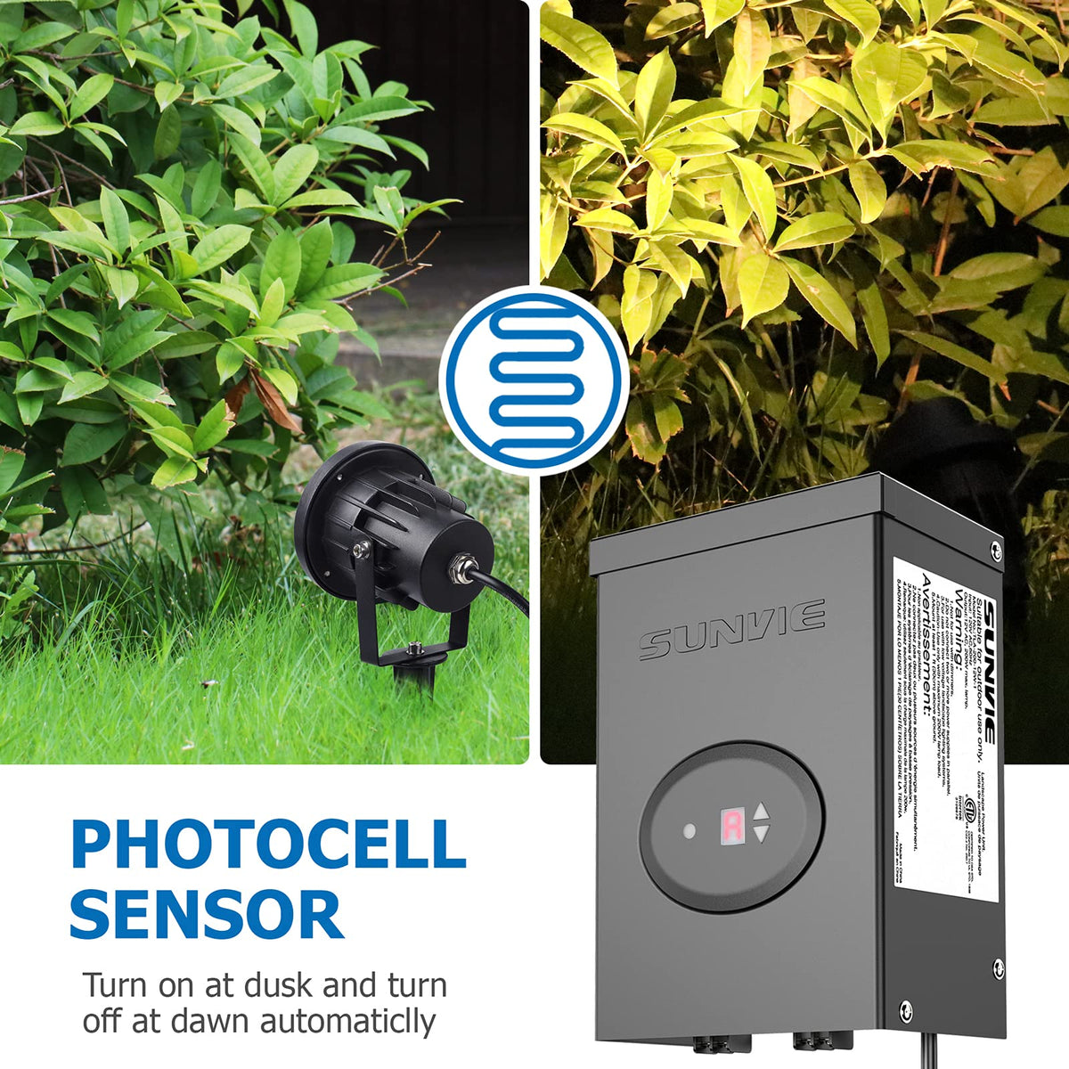 200W Low Voltage Landscape Lighting Transformer with Timer and Photocell Sensor W923530