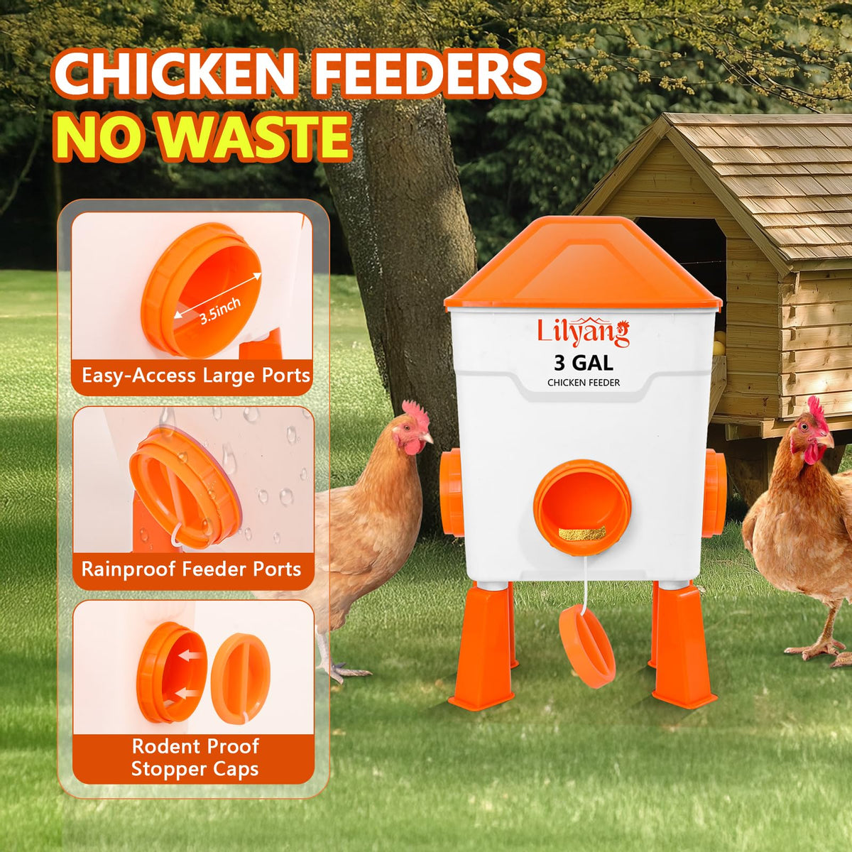 3 Gallon Automatic Chicken Waterer & Feeder Set F229777