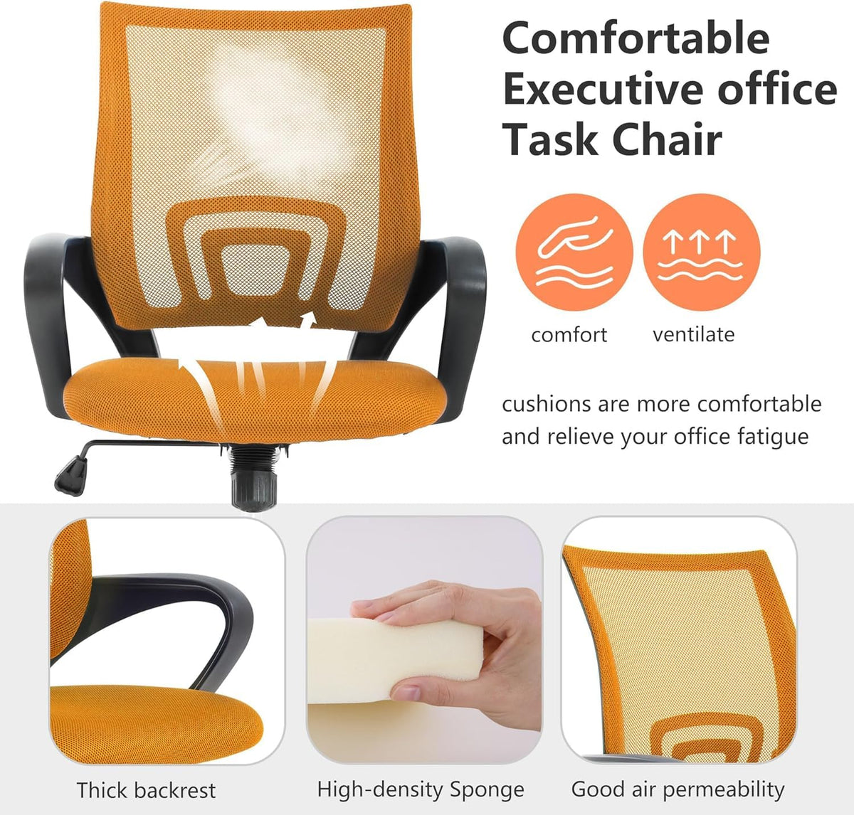 Orange Mesh Mid-Back Office Chair O318