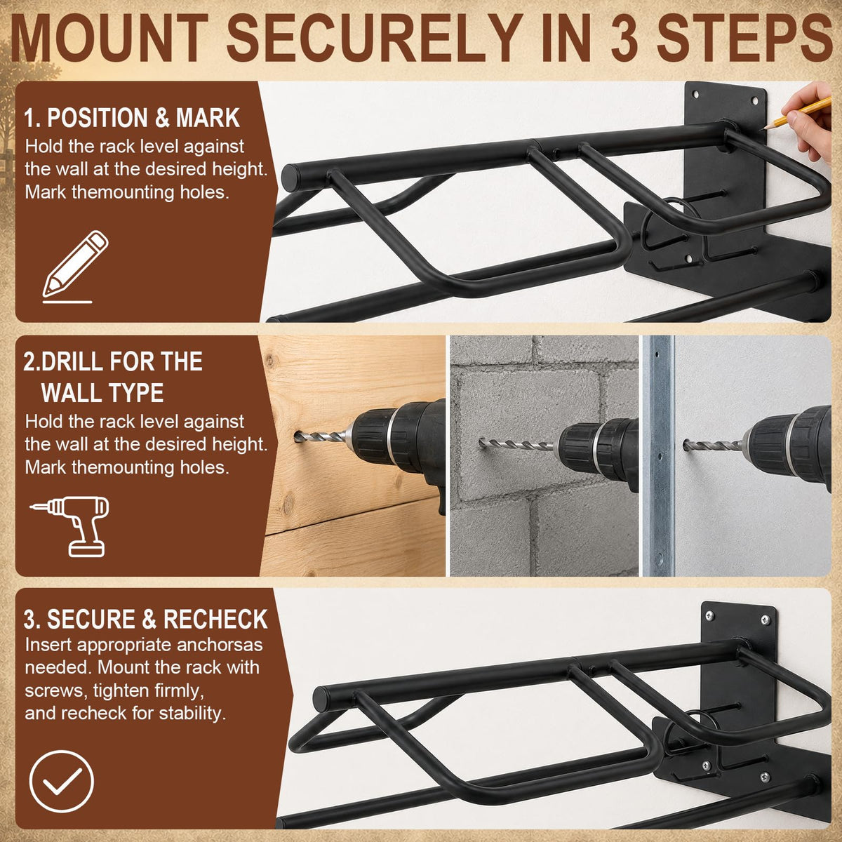 Wall Mounted Saddle Rack Set of 2, 120-lb Capacity Heavy Duty Iron Saddle Stand Z5340