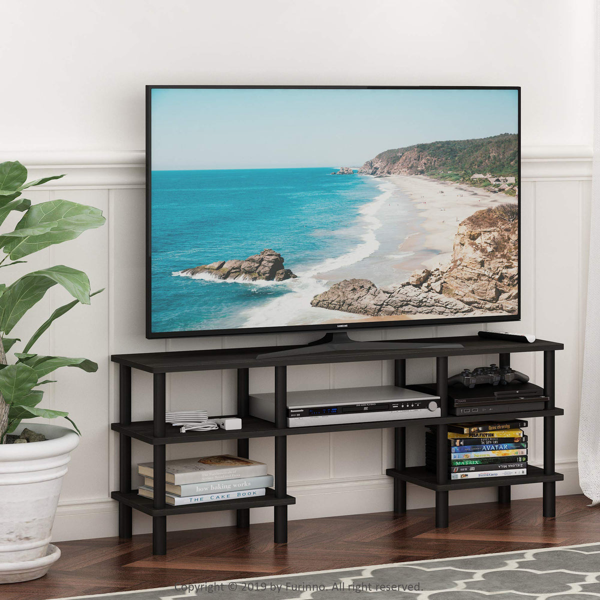 Black Espresso 3-Tier TV Stand A25348