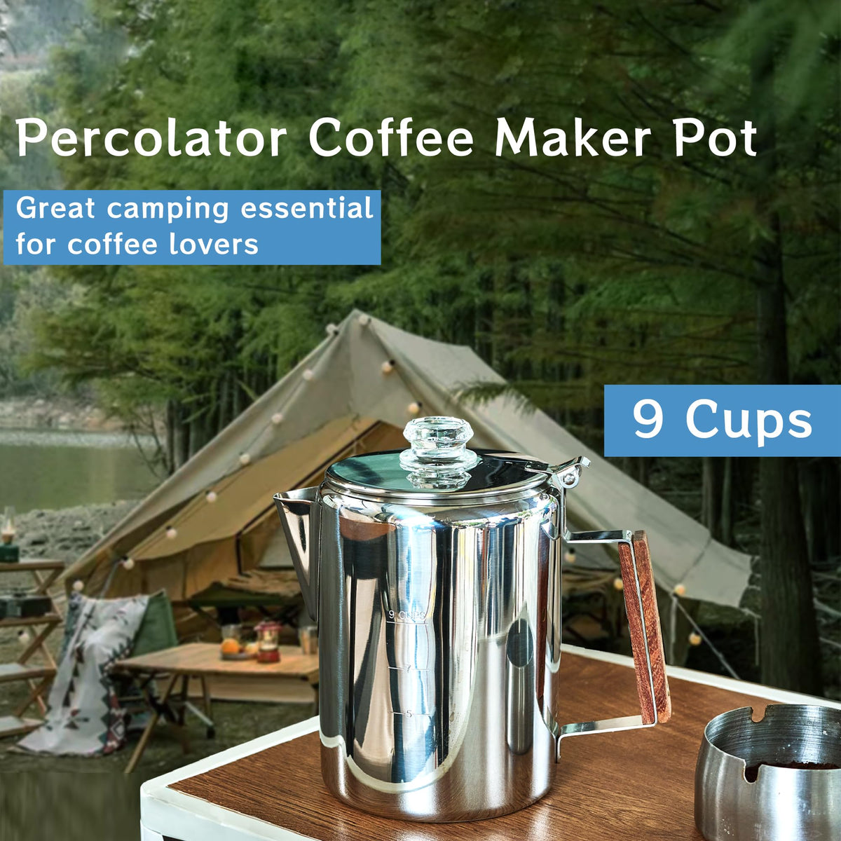 Stainless Steel 9 Cup Camping Coffee Percolator G86017