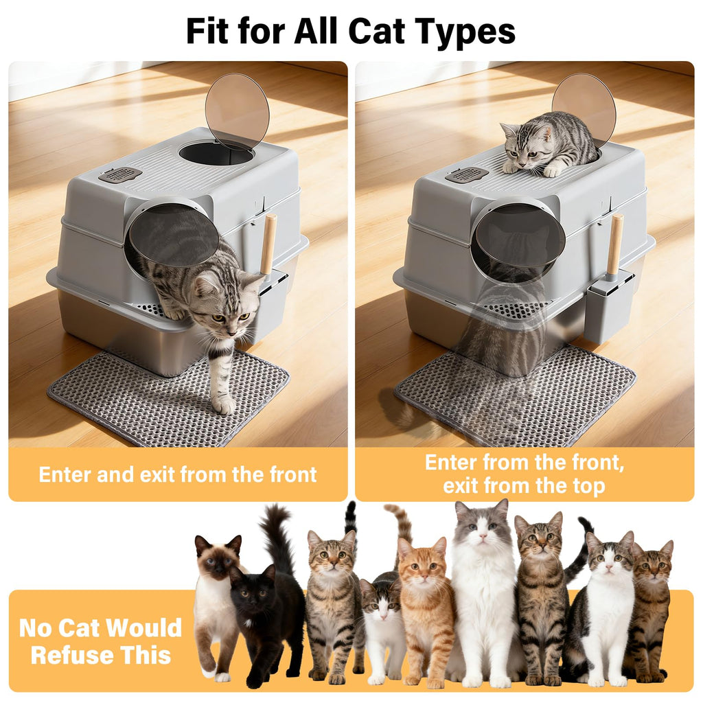 XL Stainless Steel Enclosed Cat Litter Box with Lid O518197