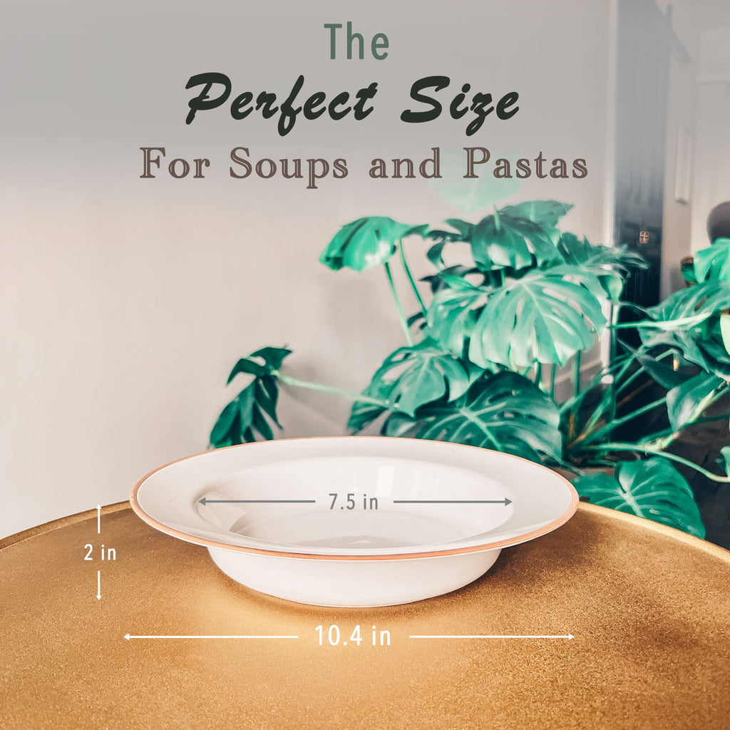 Ceramic Wide Rimmed Soup Bowl 25oz Set of 4 W3625
