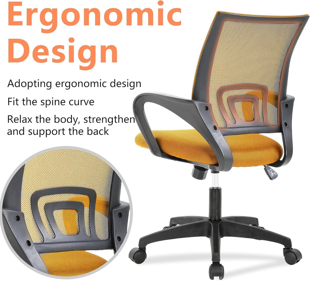 Orange Mesh Mid-Back Office Chair O318